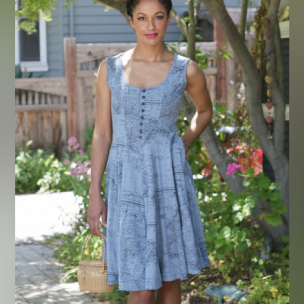 Effie's Heart Light Blue Printed Midi Dress